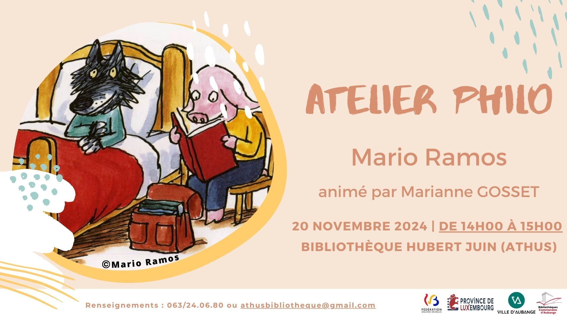 Atelier PHILO à la bibliothèque d'Athus | Mario Ramos